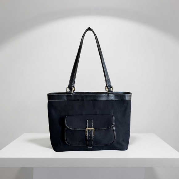 Authentic Dooney & Bourke Black Canvas Tote Bag with Leather Trim! - Picture 12 of 14
